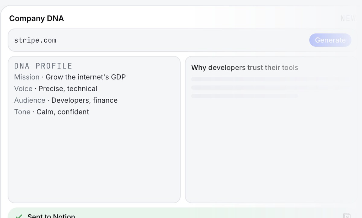 Company DNA — an app built on Something